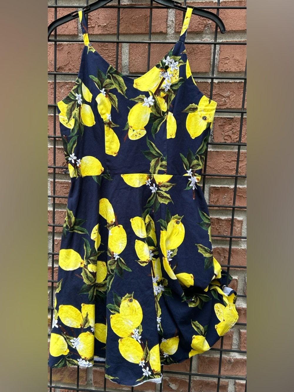 Navy Blue Lemon Print Sundress